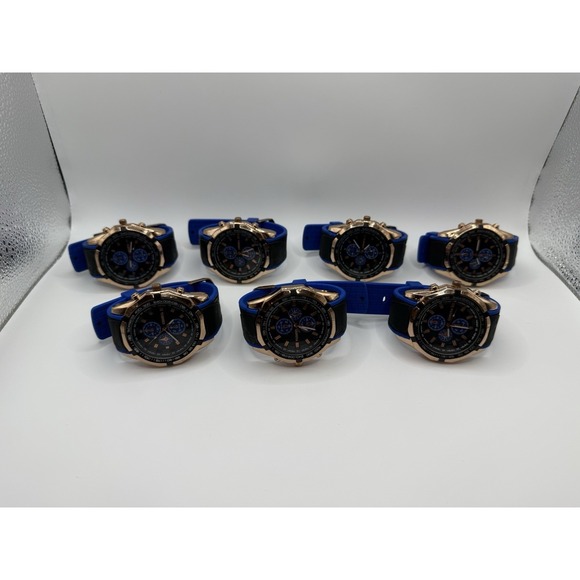 Geneva Other - Lot of 7 Geneva Men's Sport Watches Blue Black Silicone Strap Rose Gold Tone